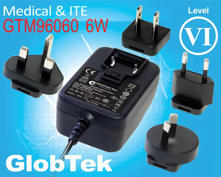 GLOBTEK GTM41060-1505 MEDICAL POWER SUPPLY EURO PLUG 5V 3A